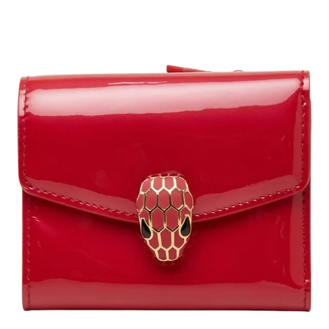 Bvlgari Serpenti Tri-Fold Wallet, Compact Pink/Red Tones, Patent Leather, Women's in multicolor Patent leather from Grailed