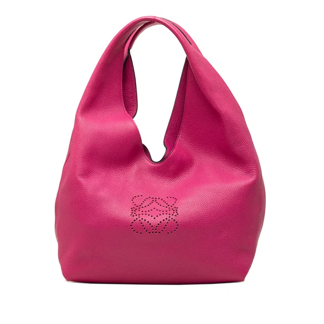 Pink LOEWE Calfskin Anagram Dunas Hobo Shoulder Bag in Pink Calfskin from Designer Revival