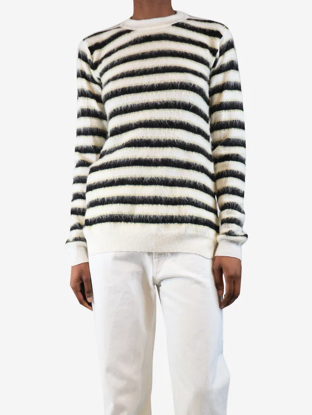 Marni White wool stripe jumper - size UK 8 in White Wool from Sign of the Times
