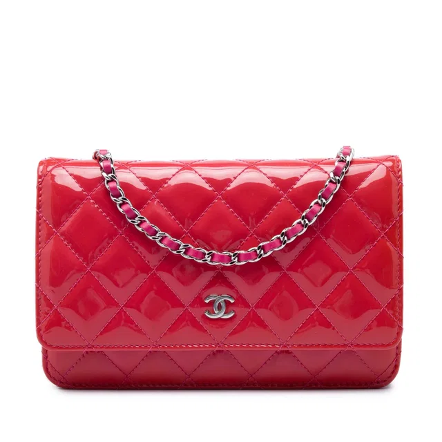 Pink Chanel Bicolor Classic Patent Wallet On Chain Crossbody Bag in Pink Patent leather from Designer Revival