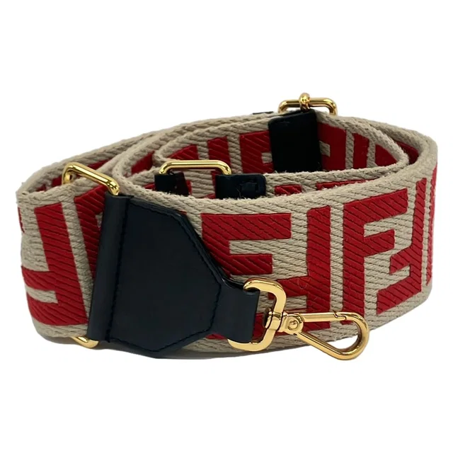Fendi Shoulder Strap Beige Red Black Zucca Pattern Leather in Black Leather from The Reluxe