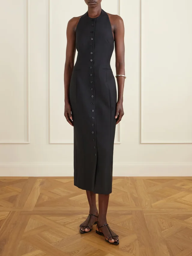HEIRLOME Sarah wool and silk-blend halterneck midi dress in Black, photo 2 of 2 from NET-A-PORTER (Canada)