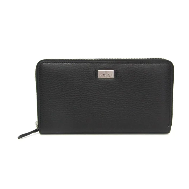 Gucci 368185 Men's Leather Long Wallet (bi-fold) Black in Black Leather from Elady