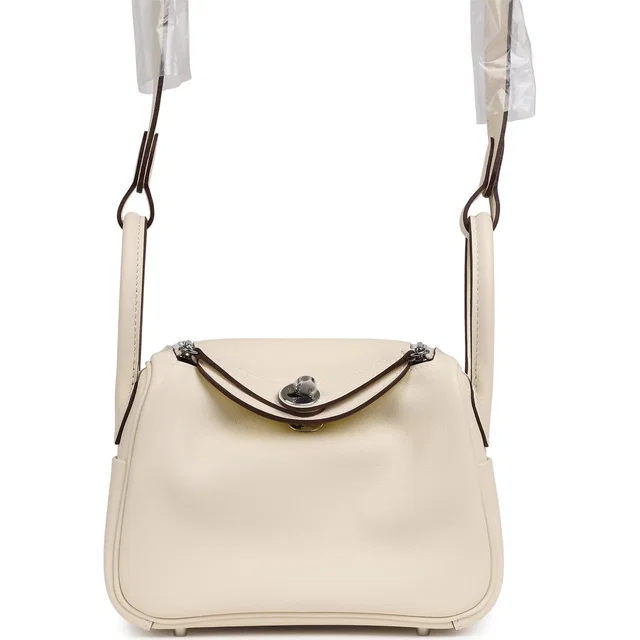 Hermès Mini Lindy Nata Verso Swift Palladium Hardware in Swift leather from Madison Avenue Couture