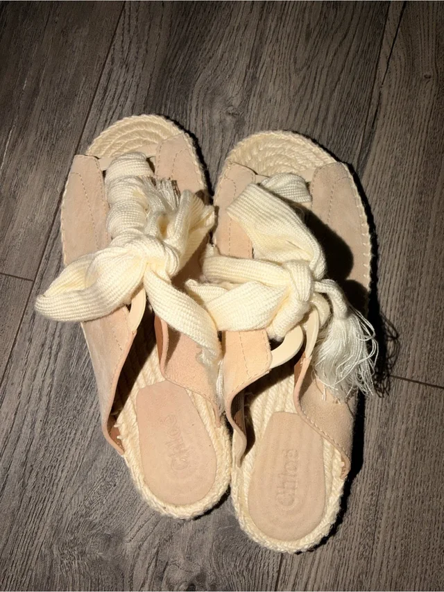 Chloé Chlo Knotted Cream Espadrille Slide Sandals in White from Poshmark