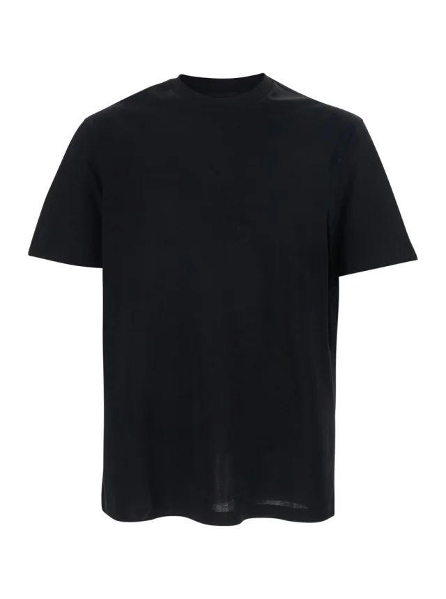 Emporio armani Black Crew neck T-shirt with tone-on-tone logo on the front in cotton for men in Black 100% Cotton from Gaudenzi Boutique, photo 1 of 1
