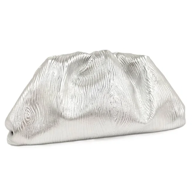 Bottega Veneta the Pouch Leather Silver in Silver Leather from The Reluxe