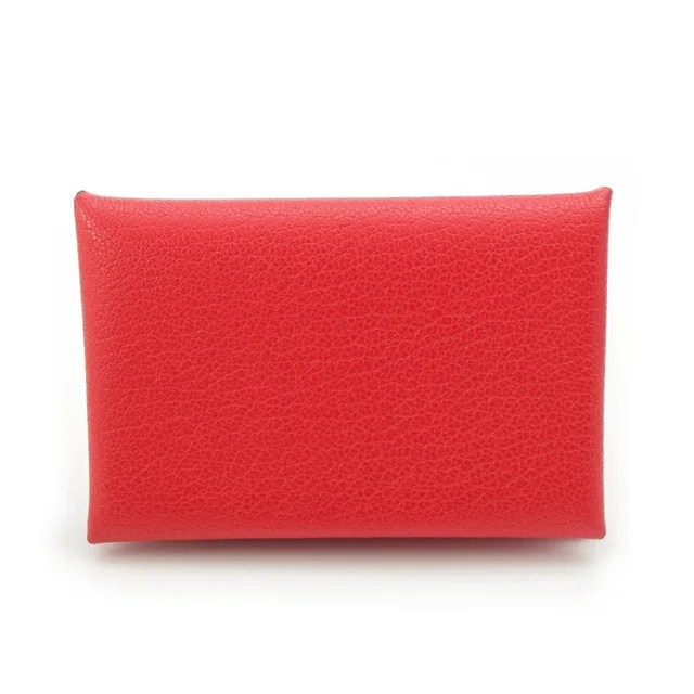 Hermès Calvi Chevre Chamkila Card Case Rouge Decou in Red Goatskin from The Reluxe