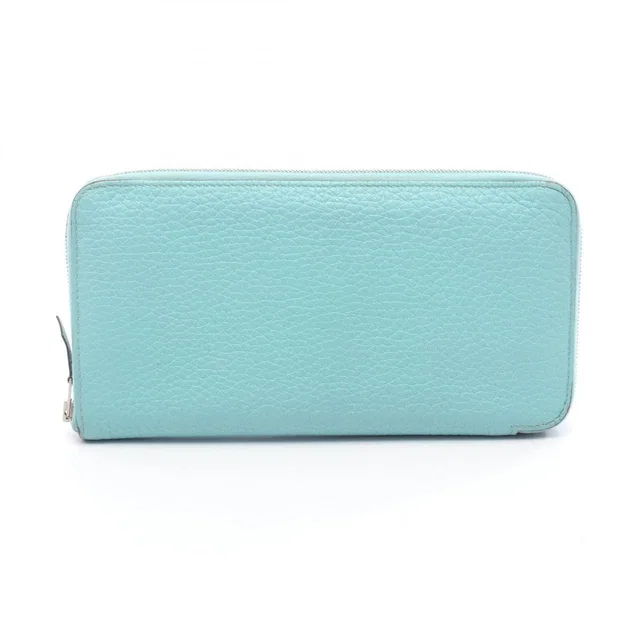 Hermès Round Wallet Azap Long Blue Atl Leather Blue-At-le in Blue Leather from The Reluxe
