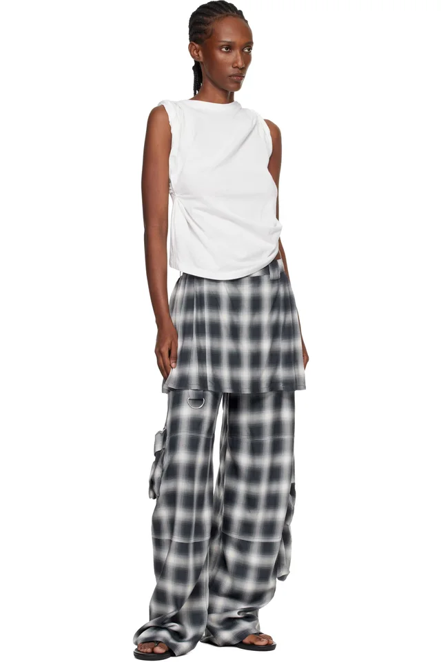 Collina Strada Gray Lightweight Flannel Lawn Skirt Cargo Pants, photo 4 of 4 from SSENSE