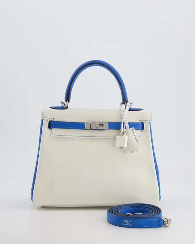 Hermès HSS Kelly 25 Retourne Bag in White Leather from Sellier