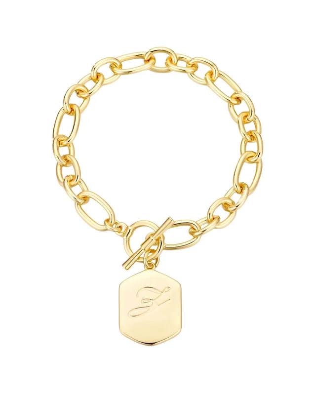ADORNIA 14K Plated Monogram Initial Chunky Toggle Bracelet, image 1 of 1 from Rue La La
