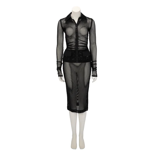 Dolce & Gabbana Mesh Fishnet Skirt Suit IT 40 in Black from Blue Spinach