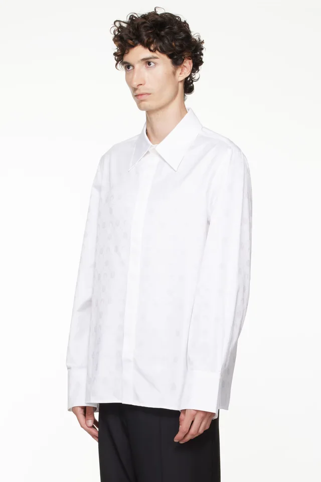Marine Serre White Moonogram Jacquard Cotton LS Shirt, photo 4 of 5 from SSENSE