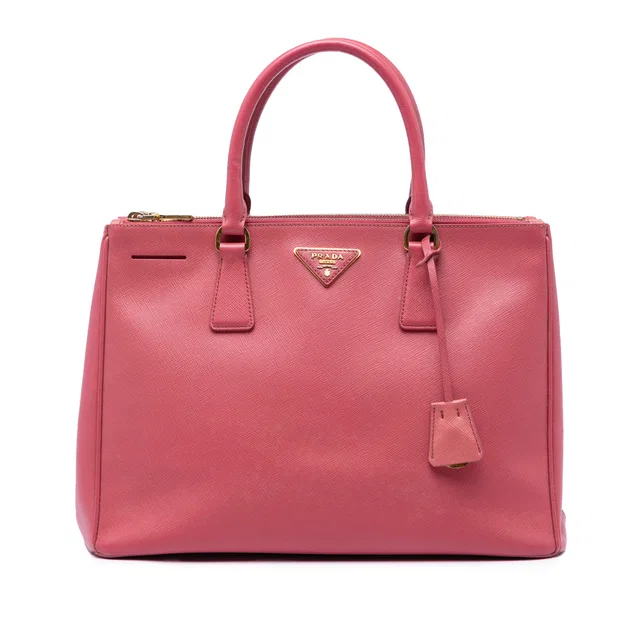 Pink Prada Large Saffiano Lux Galleria Double Zip Tote in Pink Saffiano leather from Designer Revival
