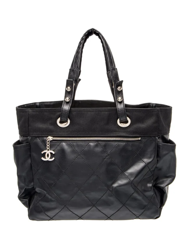 Chanel Large Paris-Biarritz Tote in black Canvas from The RealReal