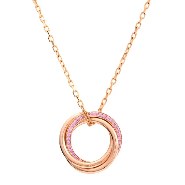 Cartier 18K Pink Sapphire Trinity Necklace, Pink Gold in Pink from VINTAGE QOO TOKYO