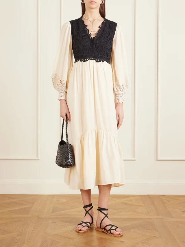 SEA Adelina woven and guipure lace maxi dress in Beige, photo 2 of 2 from NET-A-PORTER (Canada)