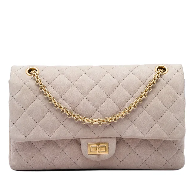 Brown Chanel Quilted Caviar Reissue 2.55 Double Flap 226 Shoulder Bag in Brown Caviar leather from Designer Revival