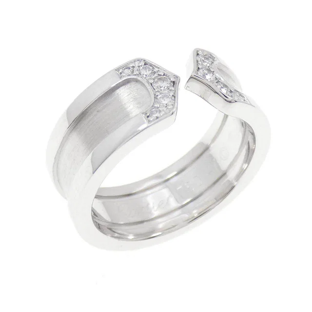 Cartier C2 Small 750 White Gold Diamond Ring Size 47 in White from LuxUness