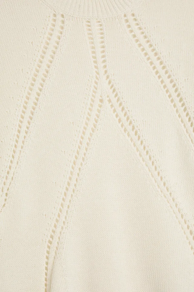 Jil Sander Pointelle-Knit Wool and Cotton-Blend Sweater in Ivory, photo 4 of 4 from THE OUTNET