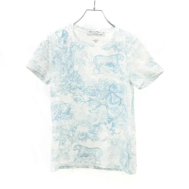 Dior Toile de Jouy Sauvage Motif Dioliviera T-Shirt White Blue XS in White from The Reluxe