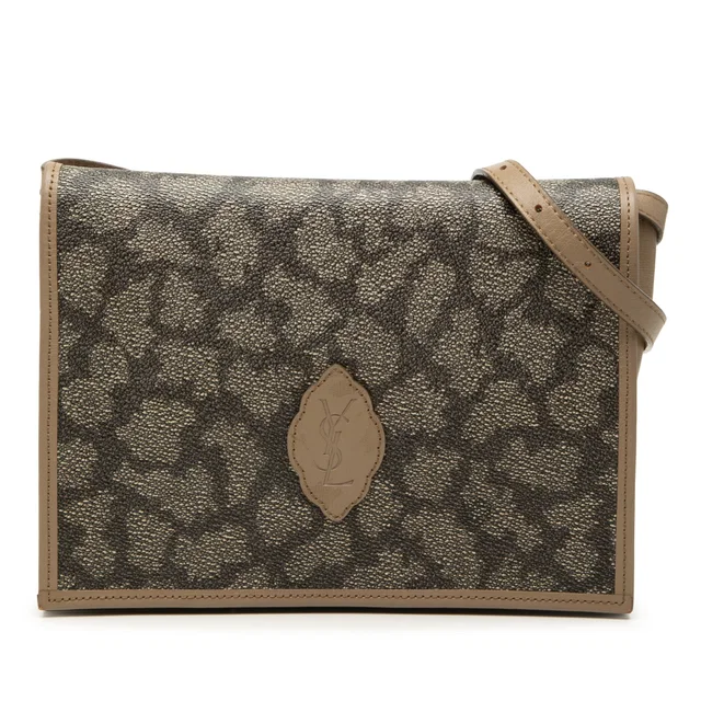 Gray Saint Laurent Coated Canvas Giraffe Print Shoulder Bag in Grey Coated canvas from Designer Revival