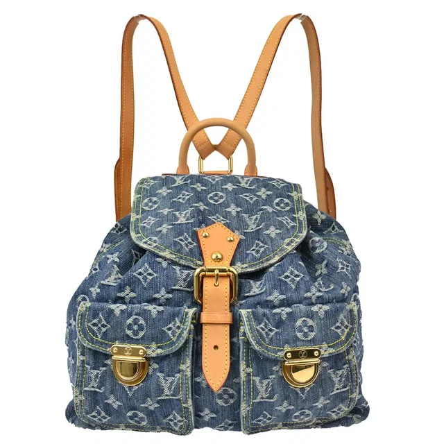 Louis Vuitton Blue Monogram Denim Sac a Dos GM Backpack M95056 in Blue Denim from AMORE Vintage Tokyo