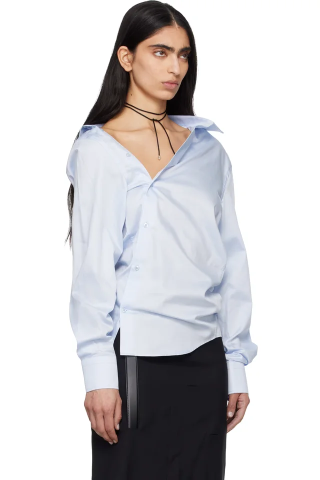 HODAKOVA Blue Asymmetric Shirt, photo 2 of 2 from SSENSE