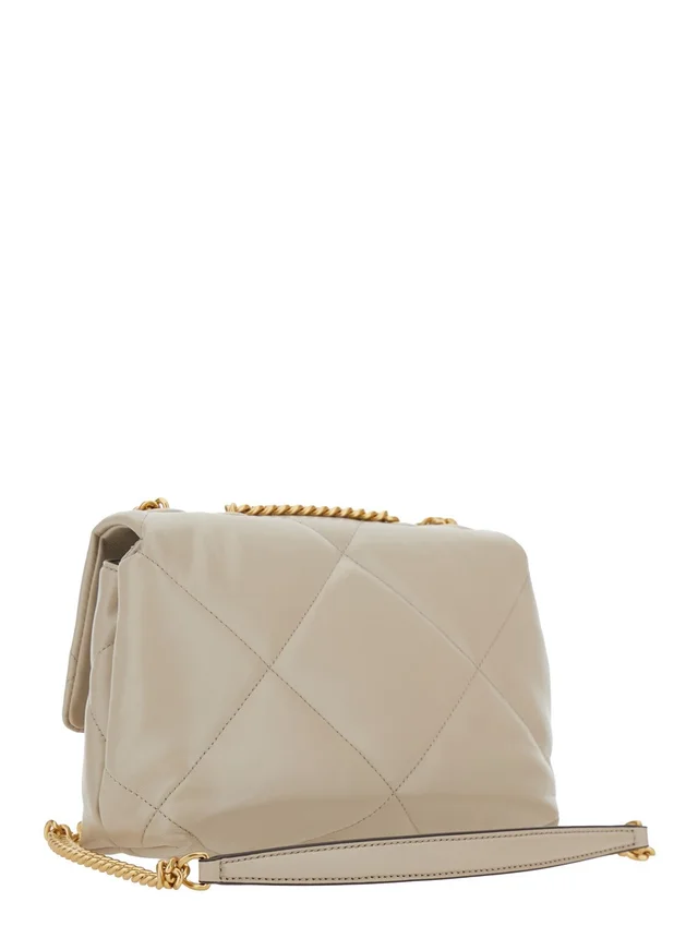 Tory burch 'Kira Diamond' Beige Shoulder Bag with Double T Logo in Quilted Leather for Women in Beige 100% Cow, photo 5 of 9 from Gaudenzi Boutique