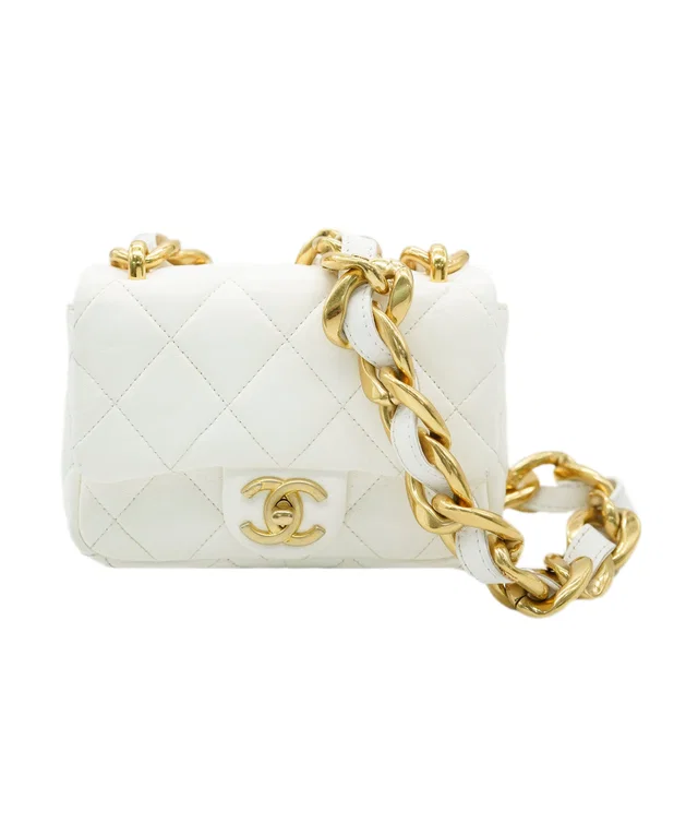 Chanel white funky town bag mini 22S in White Lambskin from Luxury Promise