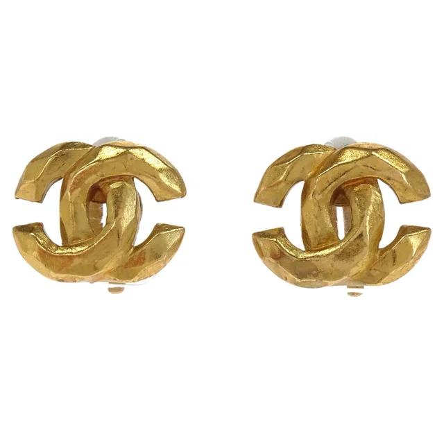 Chanel CC Clip-On Earrings Gold 99P in Gold from AMORE Vintage Tokyo