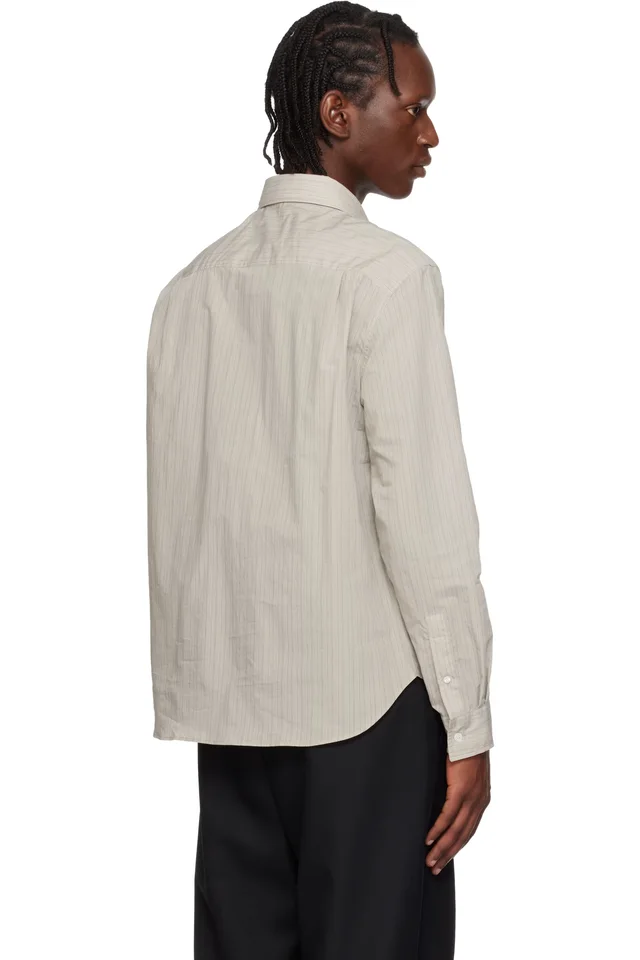 Beige 'Maison Kitsuné' Handwriting Casual Shirt, photo 3 of 4 from SSENSE