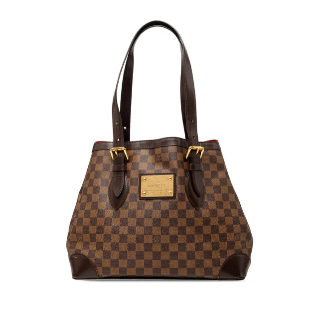 Brown Louis Vuitton Damier Ebene Hampstead MM Tote Bag in Brown Canvas from Designer Revival