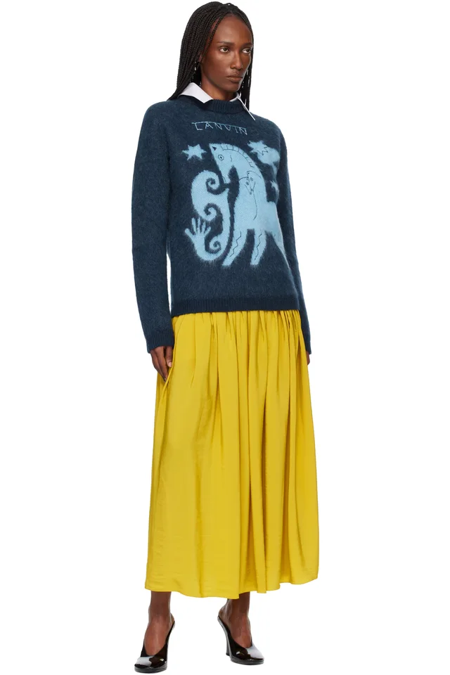 Lanvin Yellow Basque Charmeuse Midi Skirt, photo 4 of 4 from SSENSE