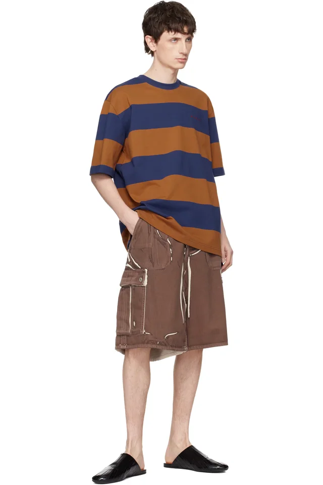 Marni Brown Screen-Printed Denim Cargo Shorts, photo 4 of 4 from SSENSE