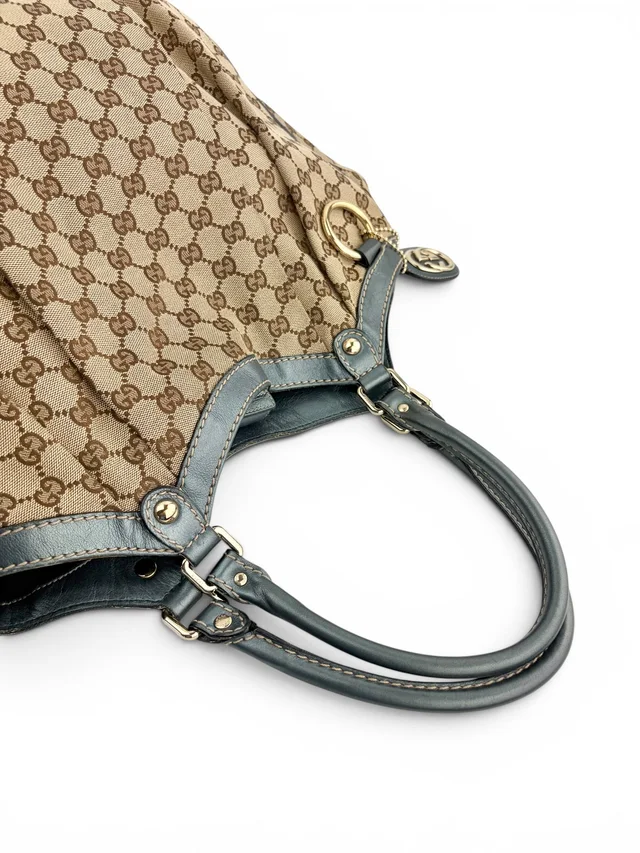 Gucci Monogram Large Sukey Tote Blue Metallic in Blue Coated canvas from Season 2 Consign, photo 1 of 1
