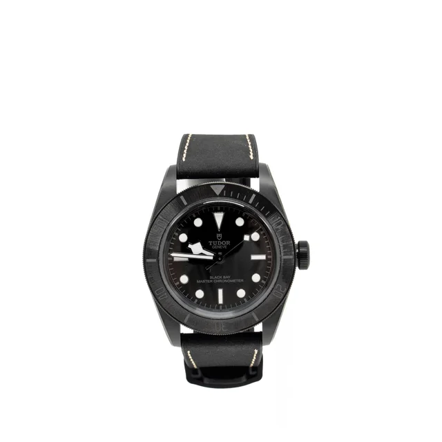 Tudor BLACK BAY CERAMIC 41mm Matt Black Ceramic Case in Black Leather from EMIER