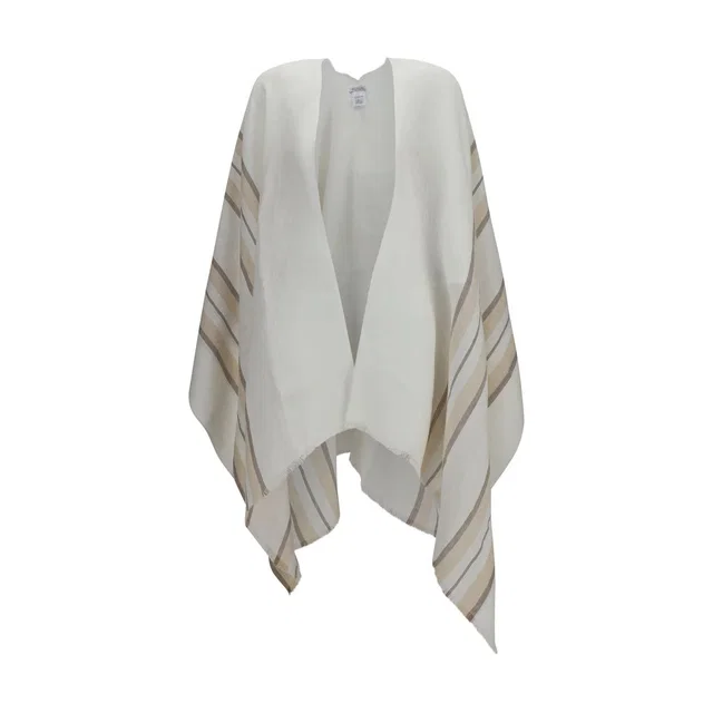 Brunello Cucinelli Beige Linen Poncho in Beige Silk from HEWI