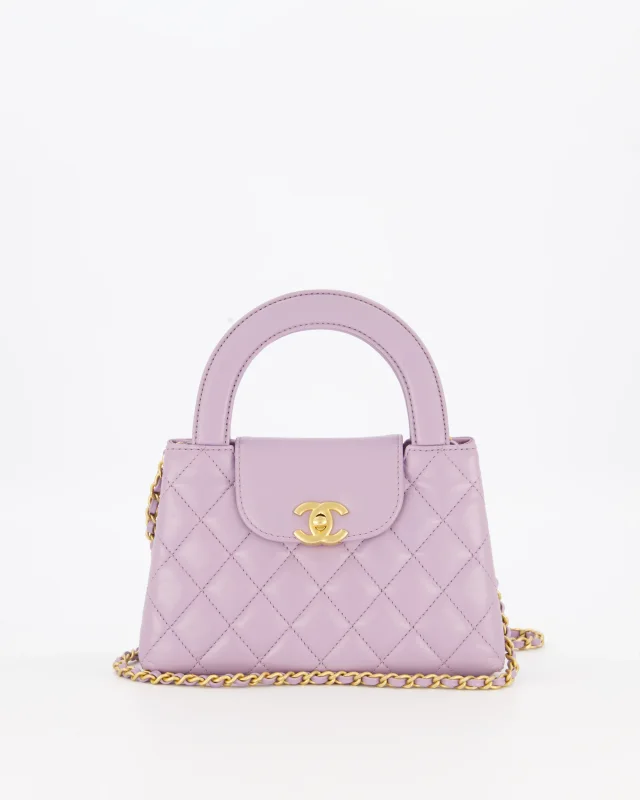 Chanel Lilac Small Mini Kelly Shopping Bag in Purple Calfskin from Sellier, photo 3 of 21