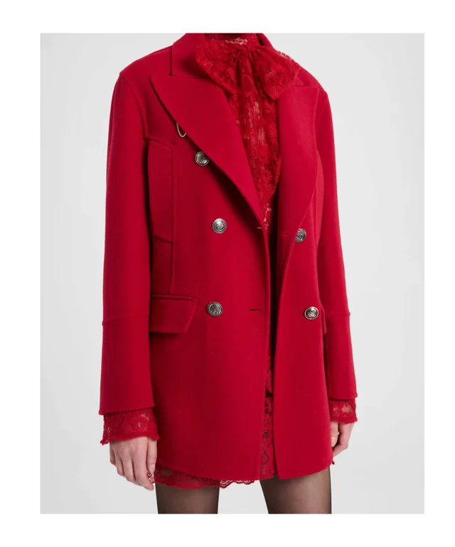 Ermanno Scervino Double-Breasted Wool Double Peacoat with Heraldic Buttons, photo 2 of 5 from SENSER