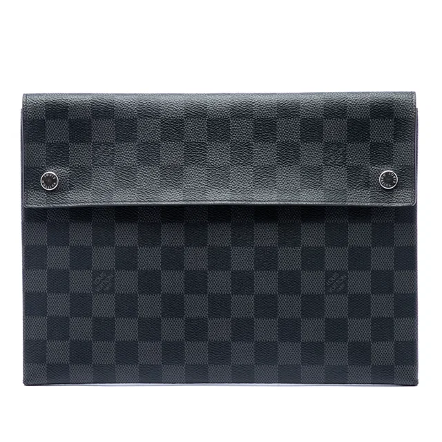 Black Louis Vuitton Damier Graphite Alpha Pochette GM Clutch Bag in Black Canvas from Designer Revival