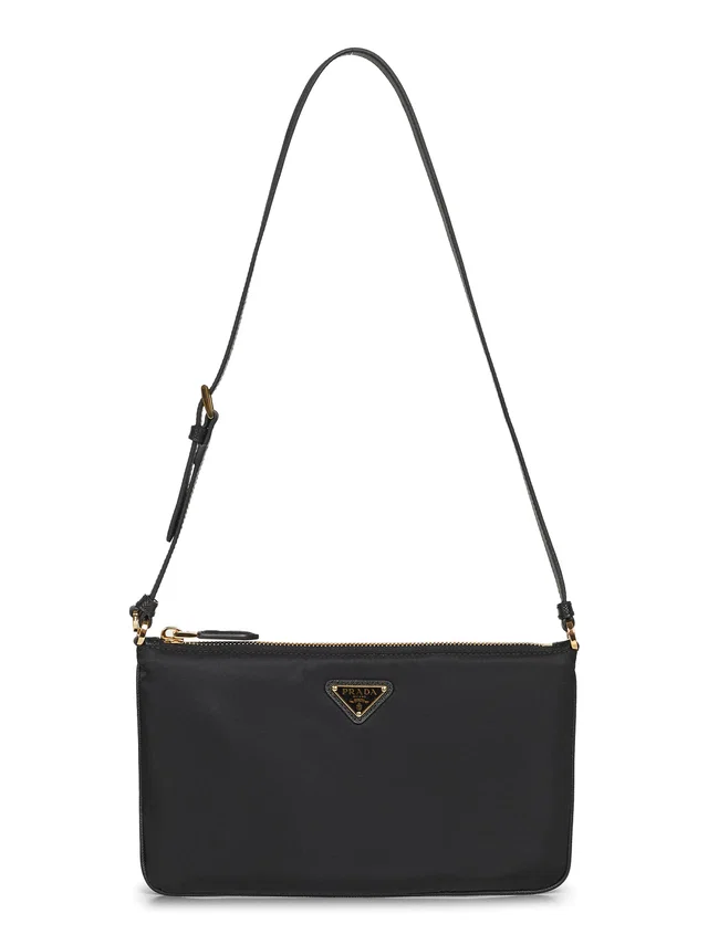 Prada Re-Nylon Pouch Shoulder Bag — Black Recycled Polyamide in Black Nylon from HEWI