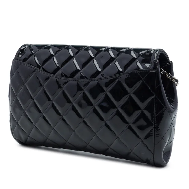 Black Chanel CC Quilted Patent Flap Clutch with Chain Shoulder Bag in Black Patent leather from Designer Revival, photo 2 of 2