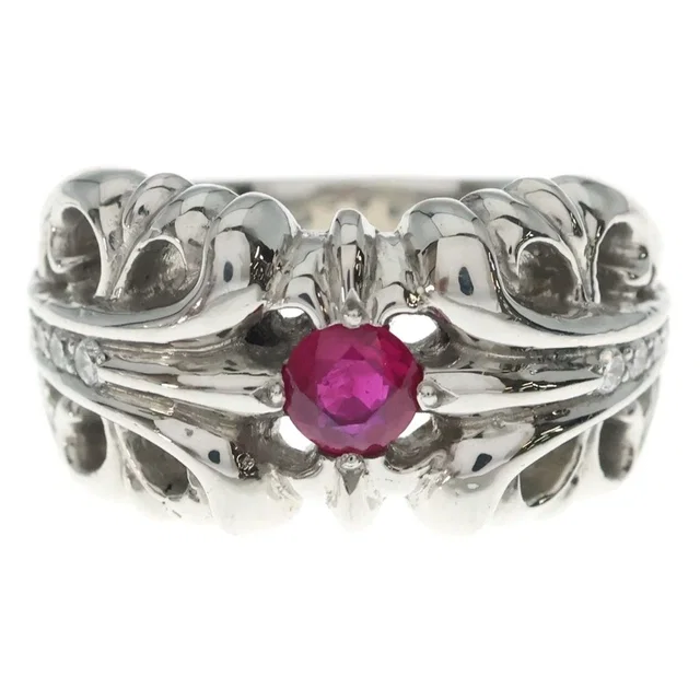 Chrome Hearts Chrome Heartsrb K&t P Dia KT Ring Third-Party Ruby Pave Diamond Platinum from The Reluxe