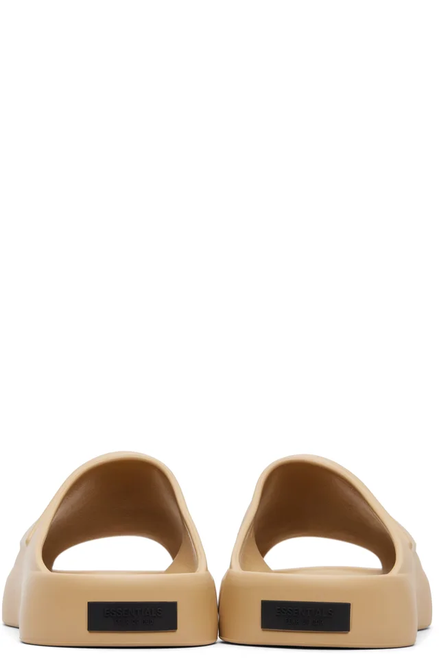 Fear of God ESSENTIALS Tan Essentials Los Feliz Slides, photo 2 of 5 from SSENSE