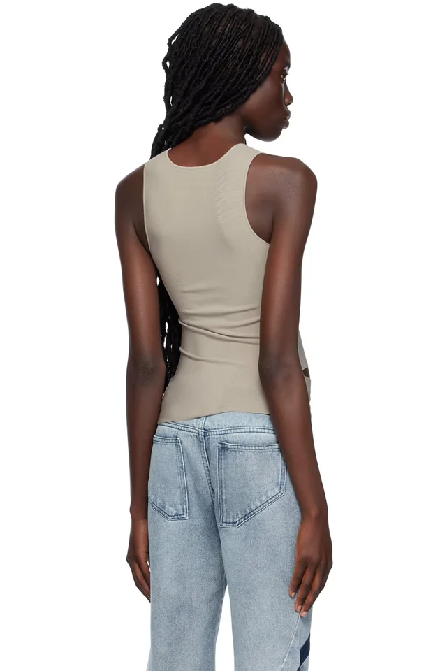 Dion Lee Gray Slit Tank Top, photo 3 of 4 from SSENSE