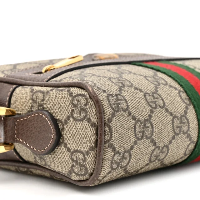 Gucci GG Supreme Monogram Web Mini Ophidia Shoulder Bag Brown in Brown Coated canvas from FASHIONPHILE, photo 10 of 11