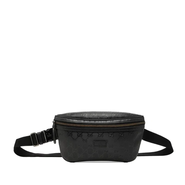 Black Gucci GG Imprime Belt Bag in Black Coated canvas from Designer Revival