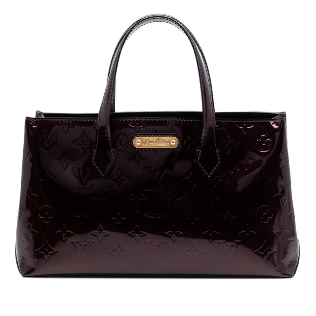 Purple Louis Vuitton Monogram Vernis Wilshire PM Handbag in Purple Leather from Designer Revival